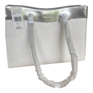 New Michael Kors Silver and White Tote Bag